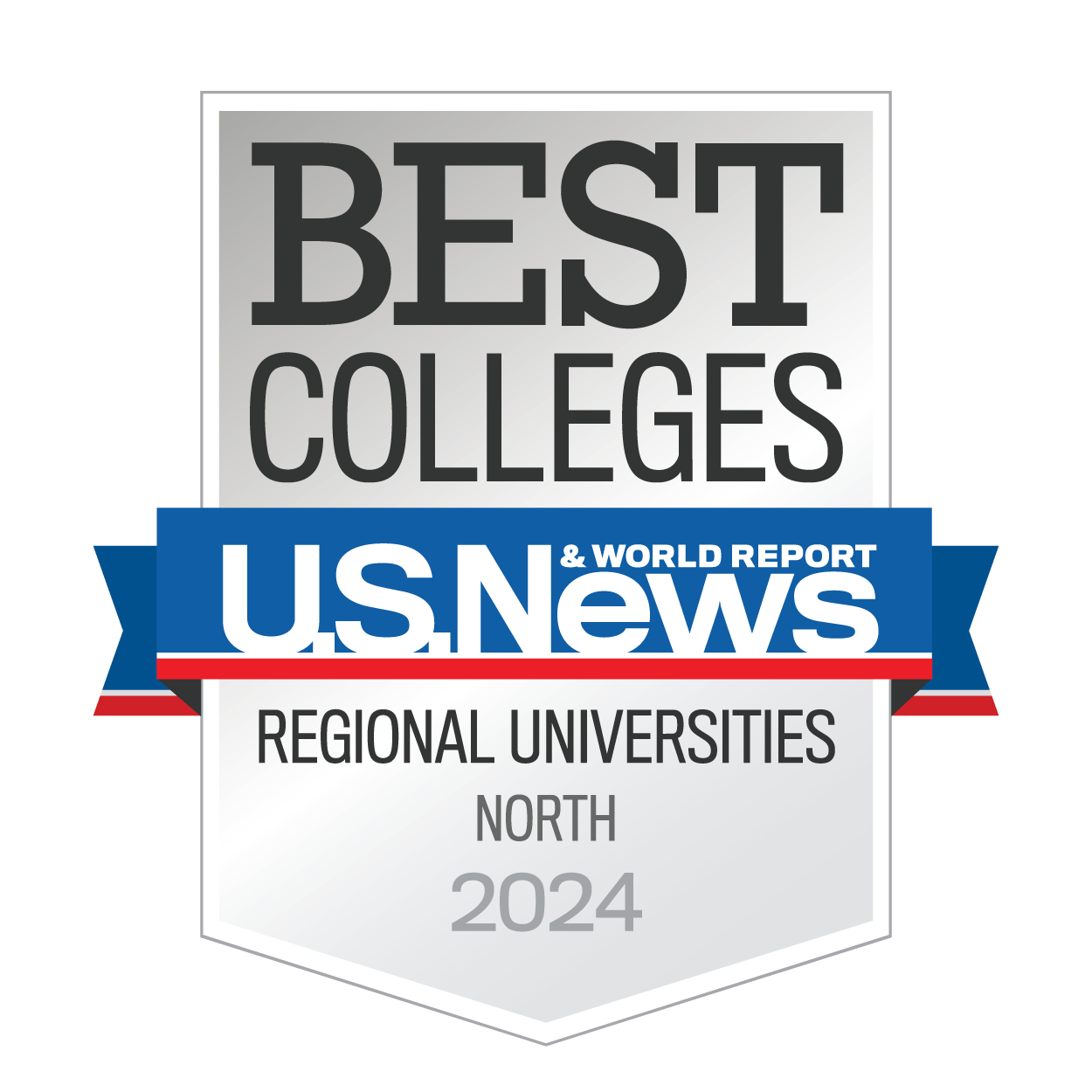 U.S. News, Best Colleges 2024 badge.